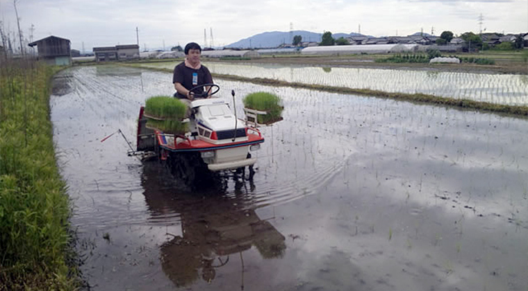 快調に進む田植機
