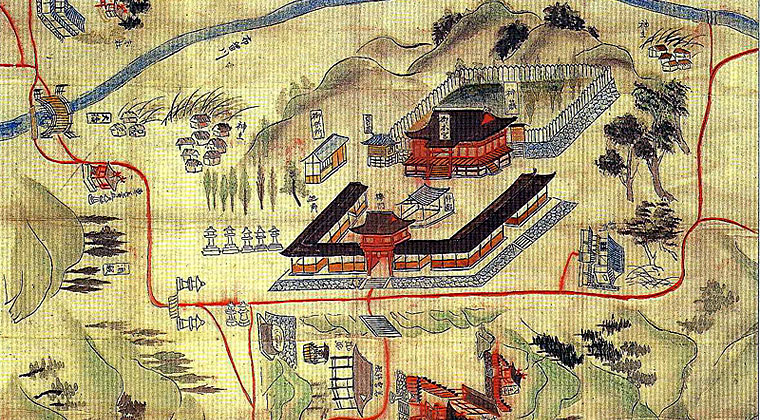 石上布留神社絵図（石上神宮絵葉書より）